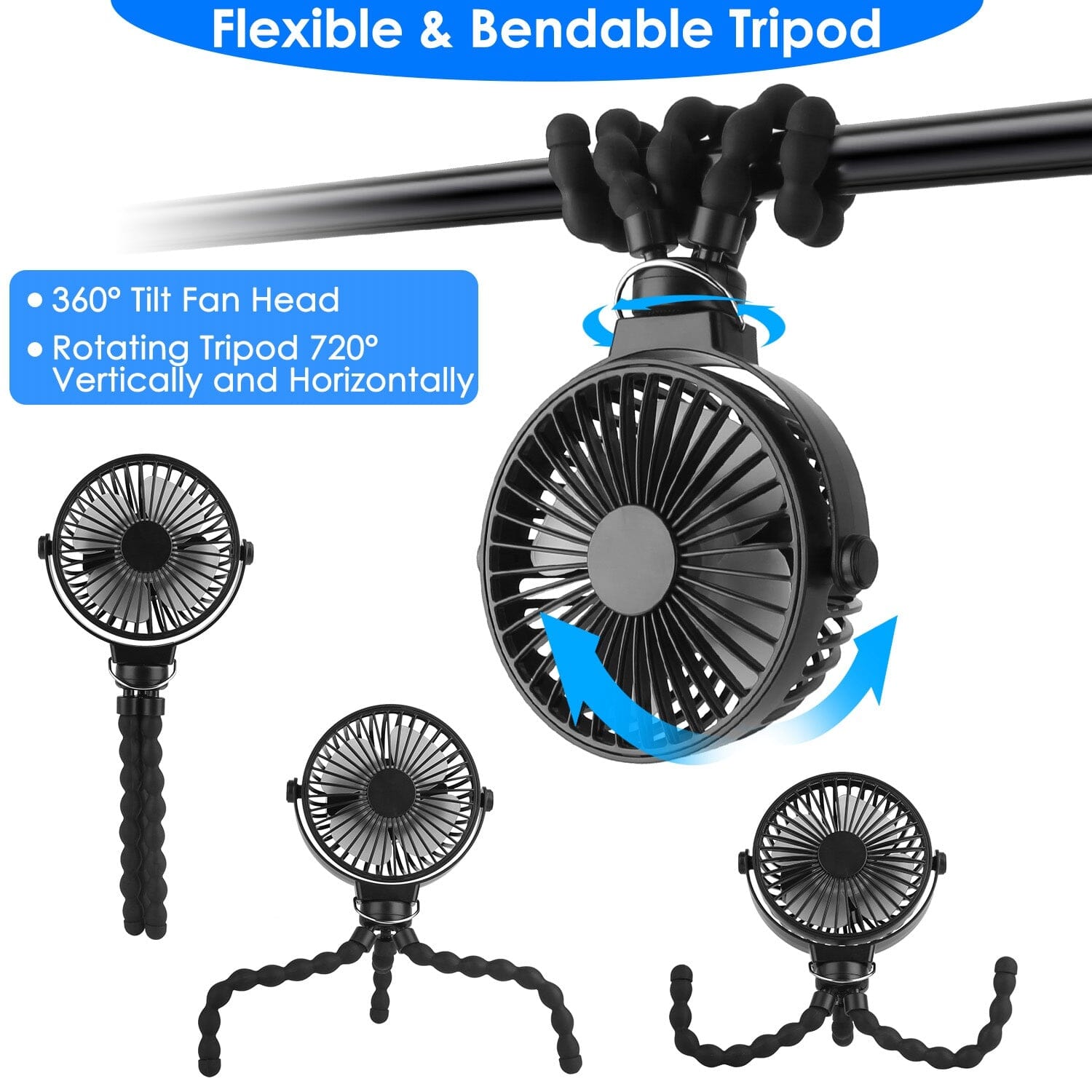 Rechargeable Handheld Fan with Flexible Tripod Buy Cheap Newest