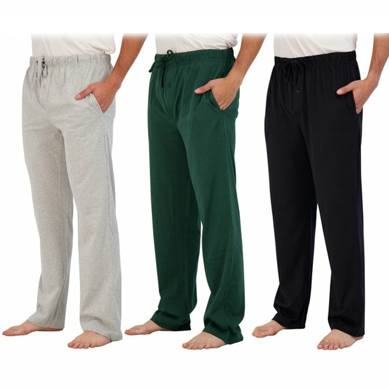 3-Pack: Men's Cotton Lounge Pajama Pants with Pockets Low Pice