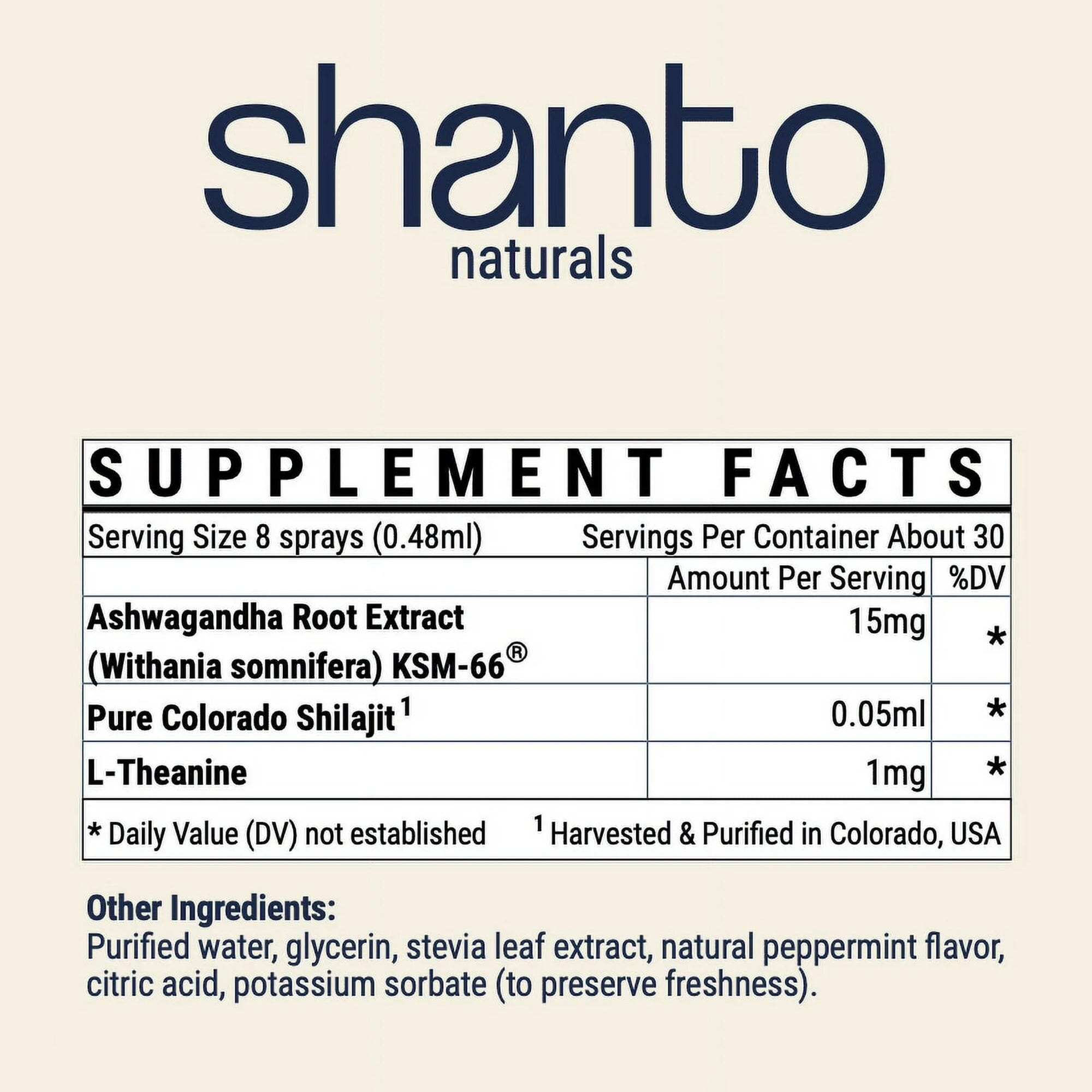 Shanto Calm Natural Oral Spray with KSM-66 Ashwagandha, Shilajit and L-Theanine Shipping Discount Authentic