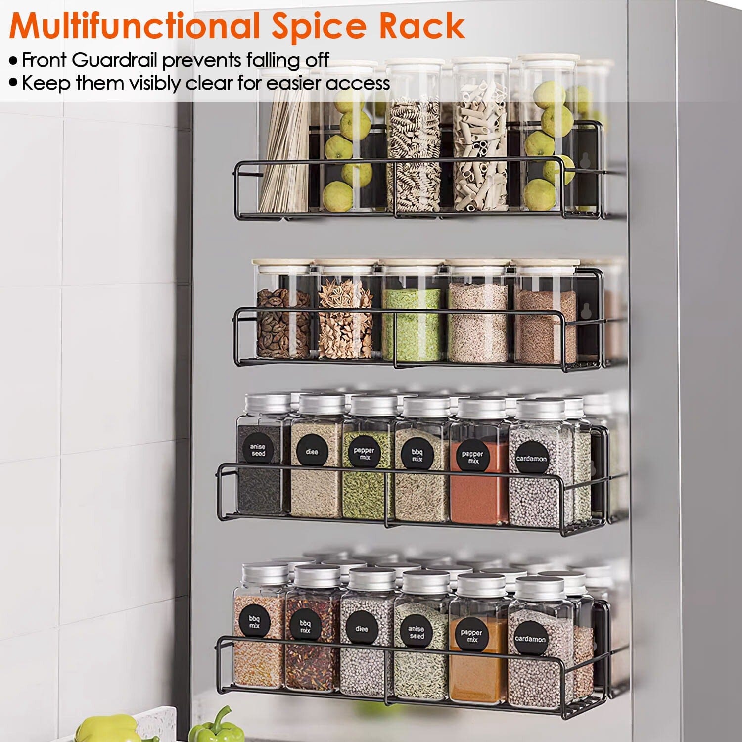 4-Piece: Strong Magnetic Spice Rack Organizer Outlet Choice