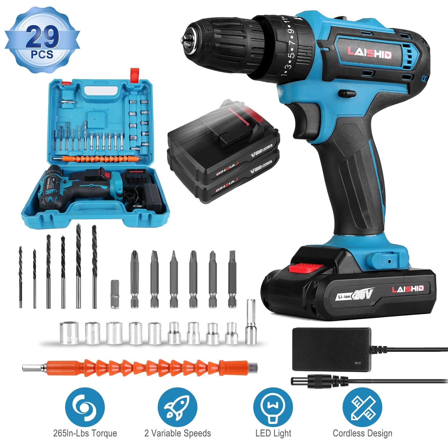 Cordless Drill Set with 2 Pieces 8V Batteries and Charger 2 Variable Speed 3/8In Keyless Chuck Quality From China Wholesale