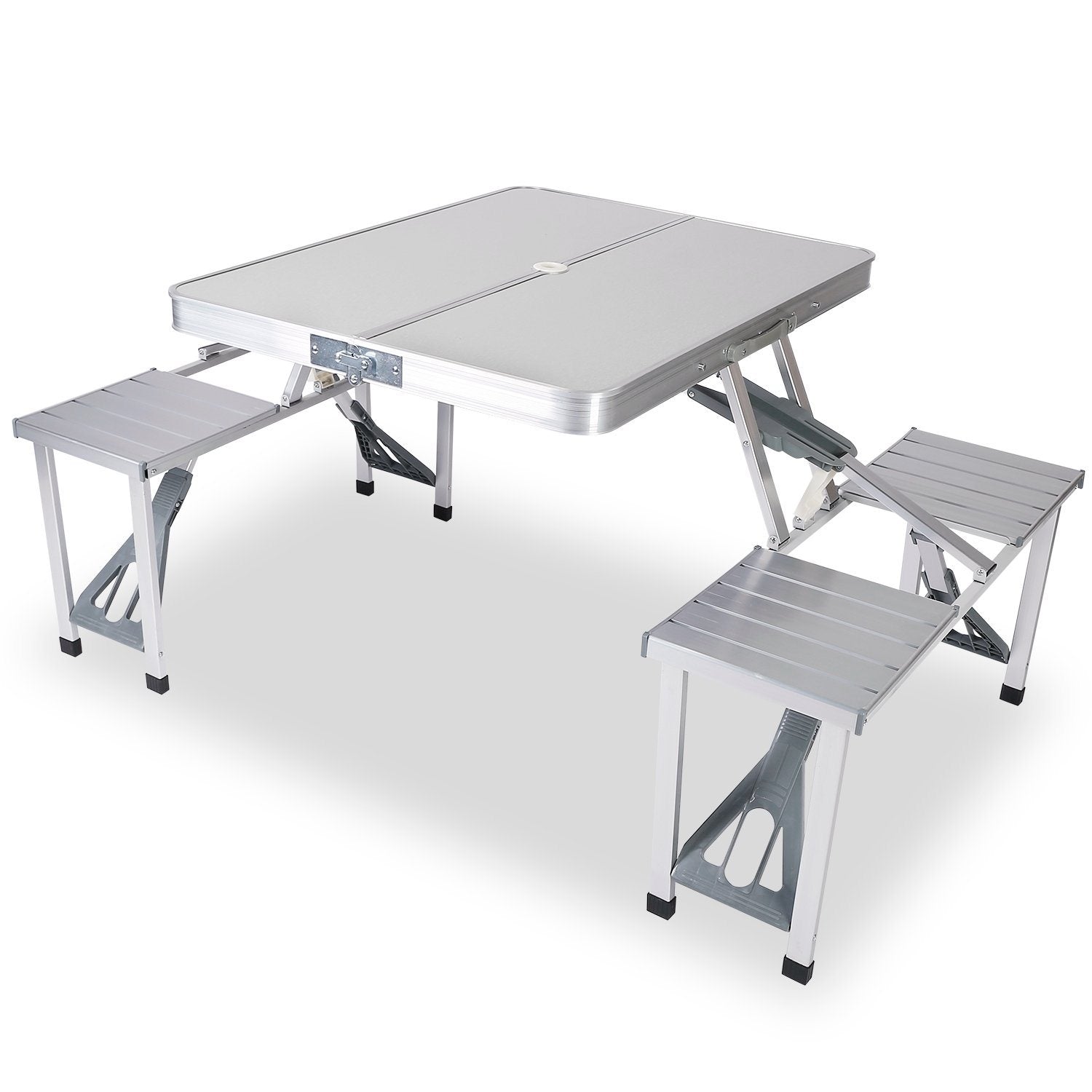 Folding Picnic Table with 4 Seats and Umbrella Hole Online Online Original