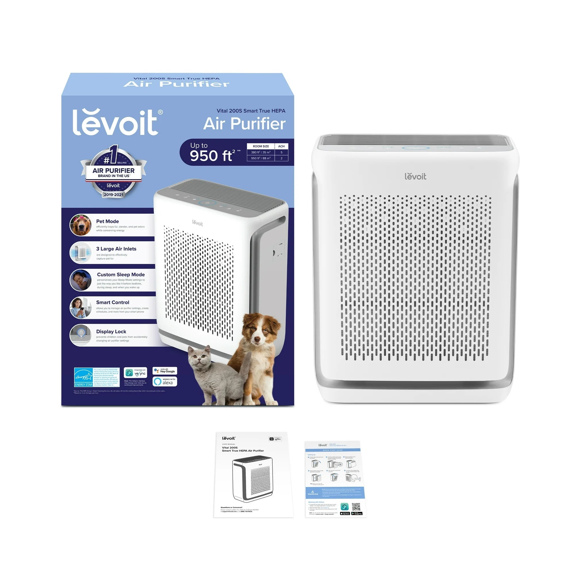 Levoit Vital 200S Smart True HEPA Air Purifier (White/Gray) Discount Outlet Store