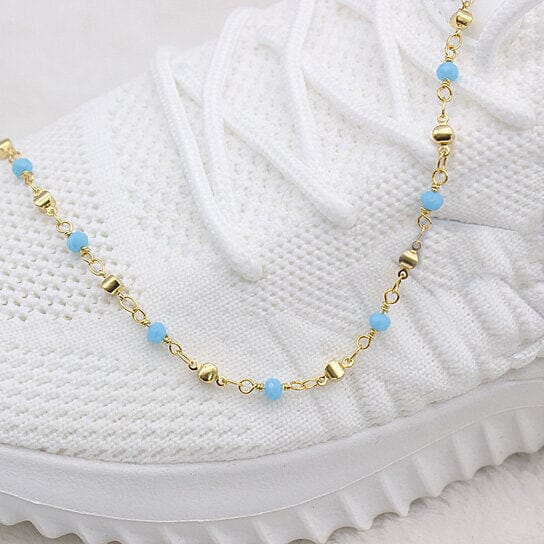 18k Gold Filled High Finish Polish Turquoise Ball Ankle Bracelet 2025 New Sale Online