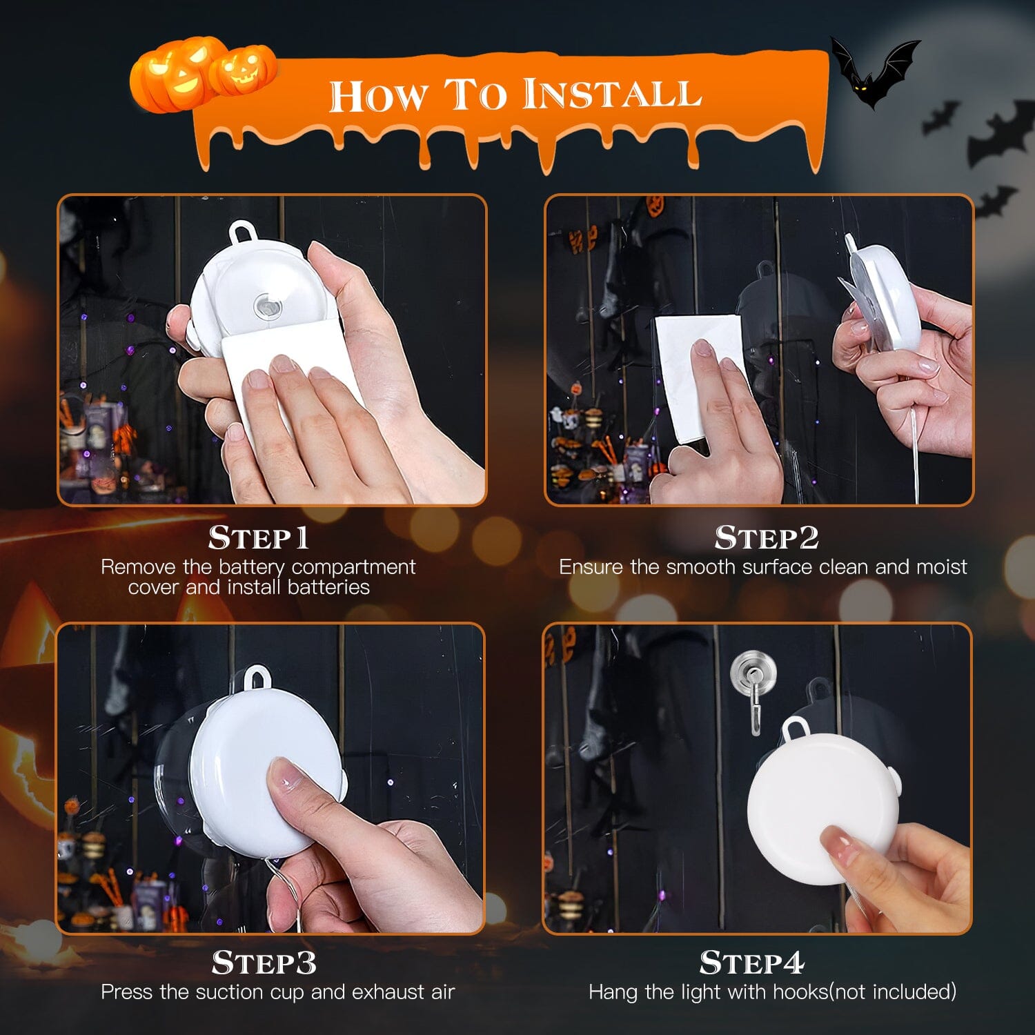 3-Pack: Halloween Window Light with Suction Cup Hanging Holes Clearance Manchester Great Sale