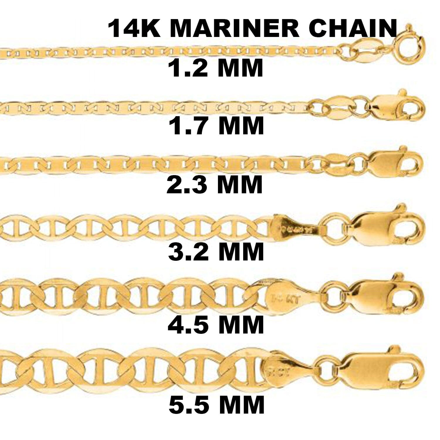 Solid 14K Yellow Gold Mariner Link Chain Necklace Cheap Perfect