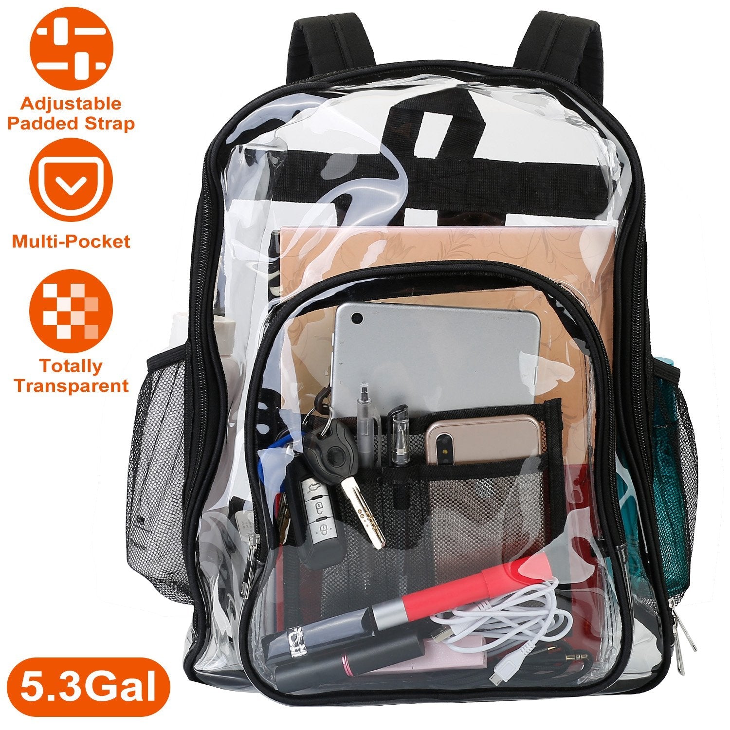 Book Bag Waterproof PVC Clear Backpack 5.3Gal with Reinforced Strap Sale New Styles