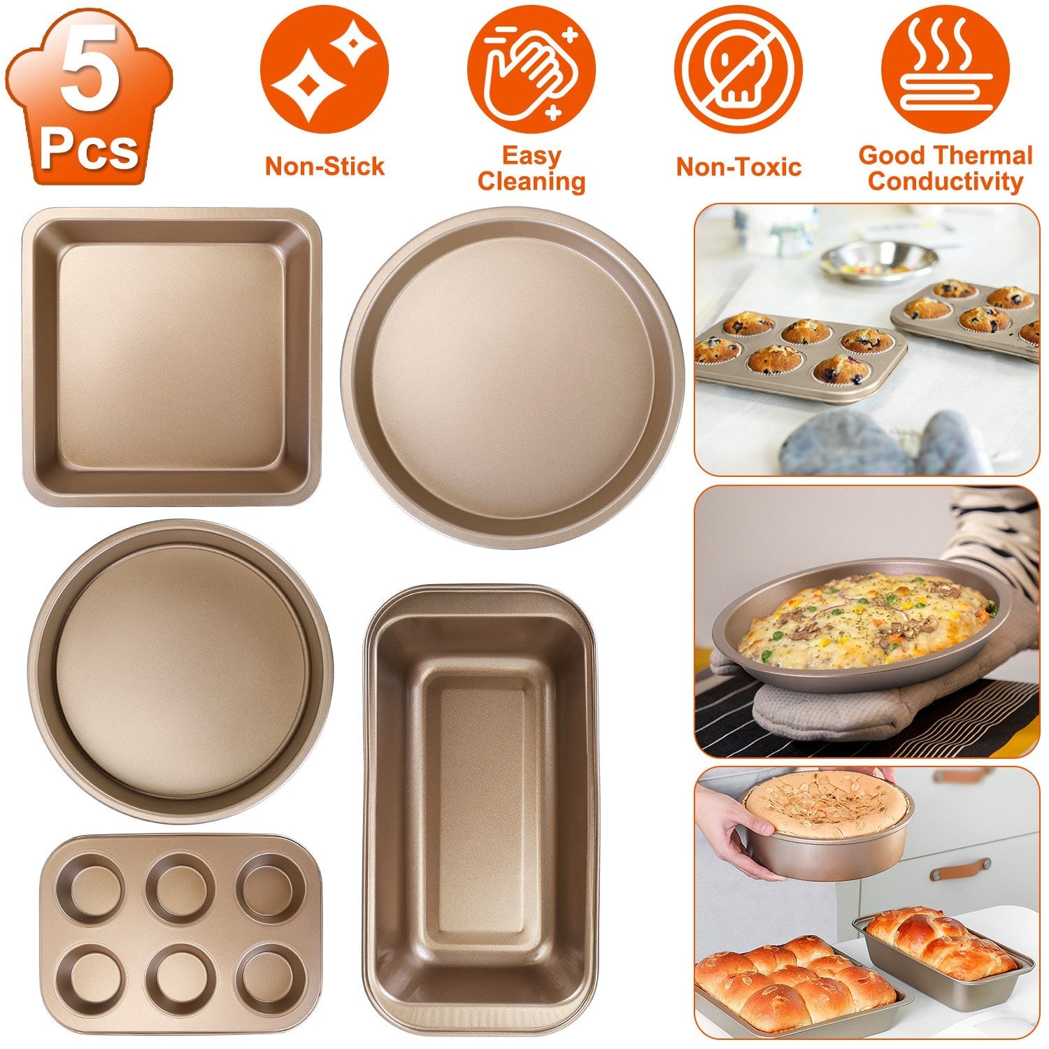 5-Piece: Nonstick Bakeware Set Sast For Sale