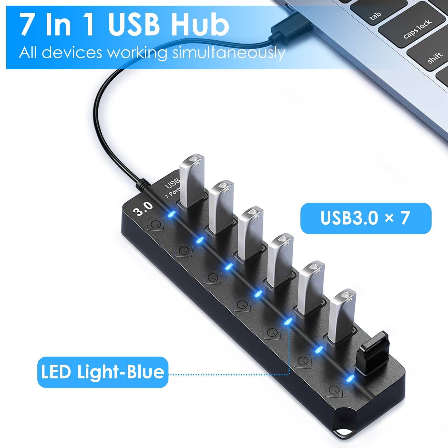 USB 3.0 HUB 7 Ports High Speed 5Gbps USB Splitter Geniue Stockist For Sale