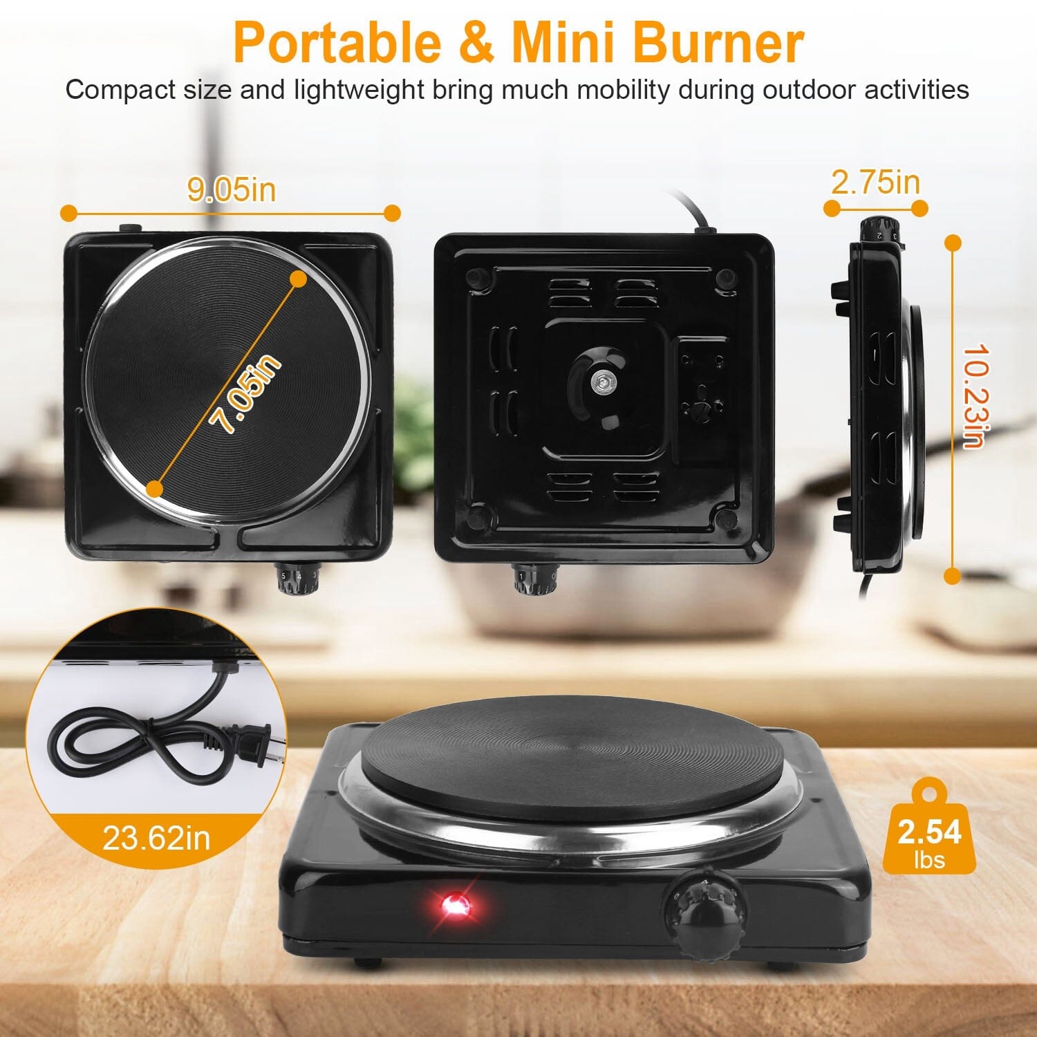 1500W Portable Heating Hot Plate Stove Countertop with Non Slip Rubber Footlocker For Sale