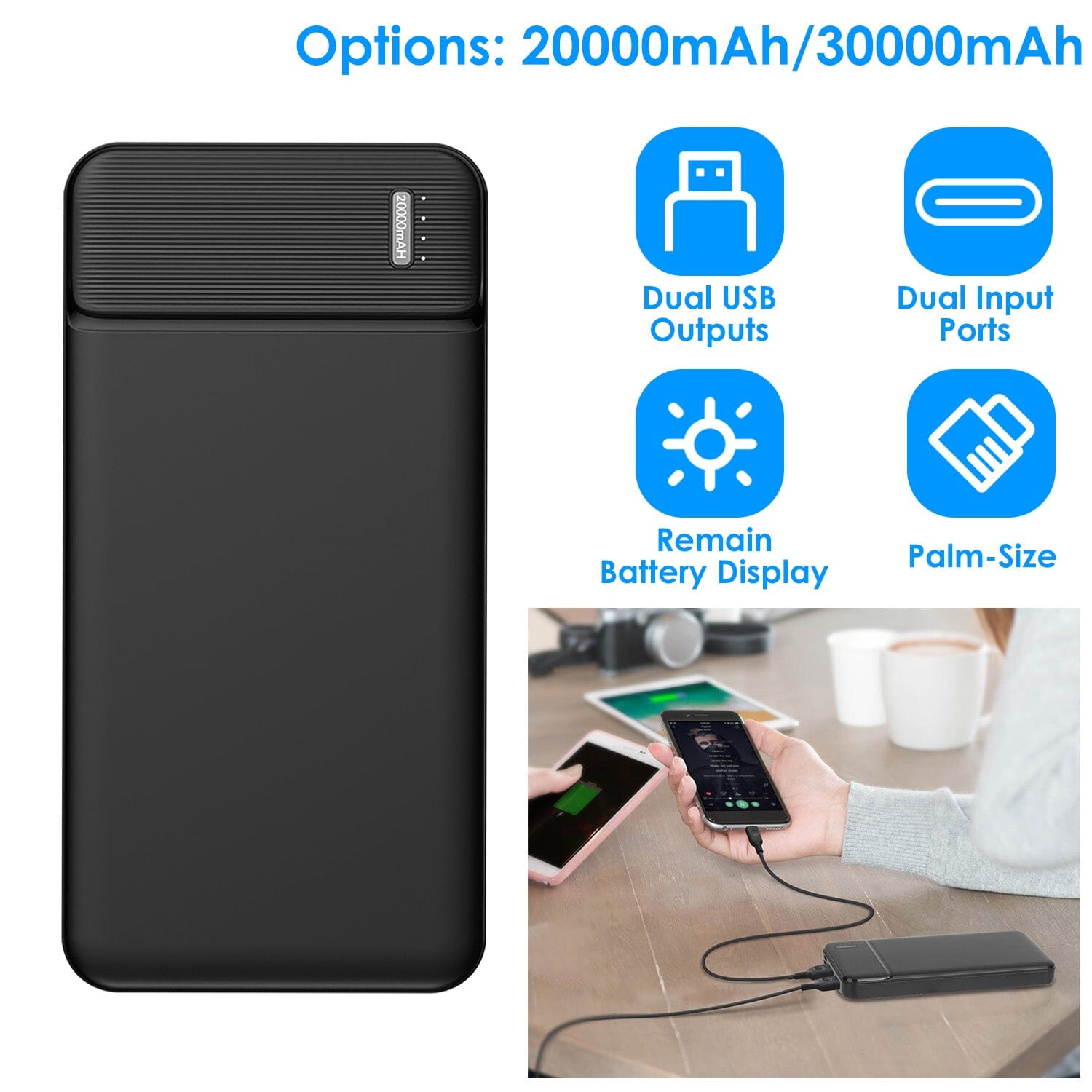 Portable Power Bank Phone Charger with 1 Micro USB Cable Free Shipping Supply