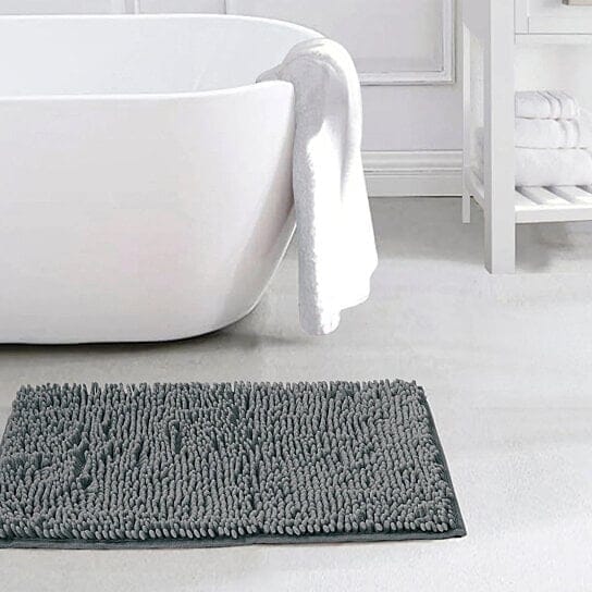 Slip-Resistant Shag Anna Chenille Soft Absorbent Bath Mat Bathroom Rug 17 x 24 Get Authentic For Sale