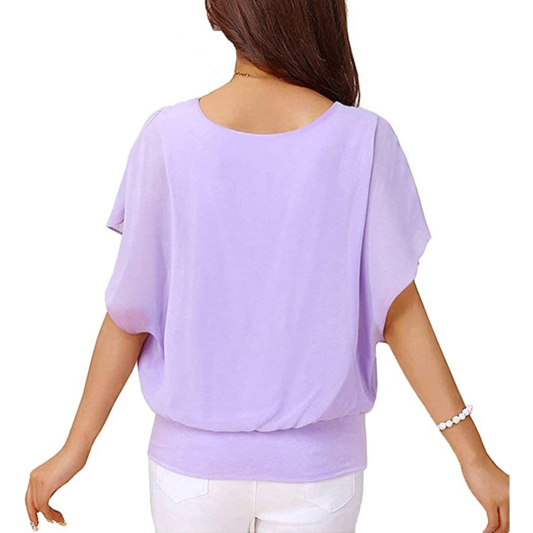 Women's Loose Casual Short Sleeve Chiffon Top T-Shirt Blouse Clearance Buy