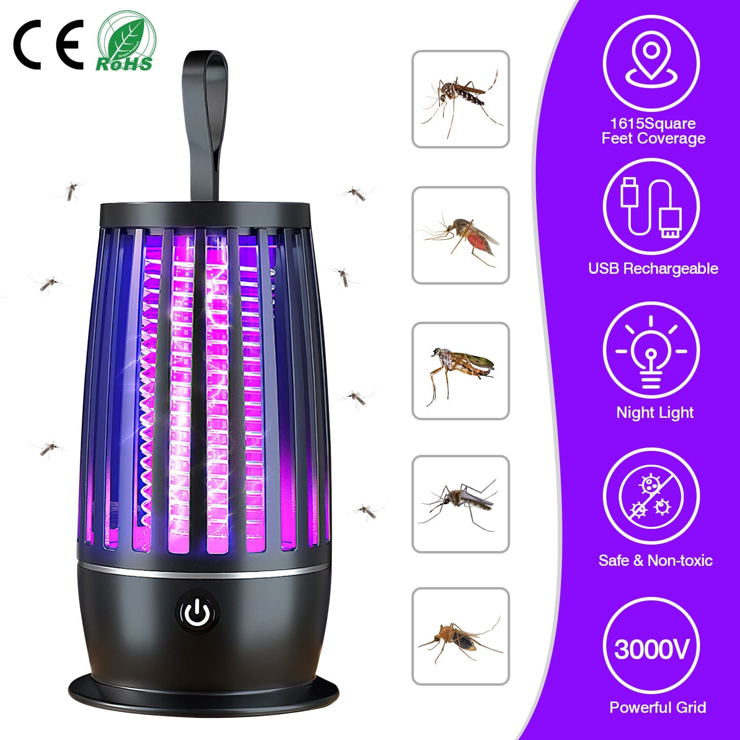 Killer Lamp Bug Zapper with Night Light Strap Mosquito Catcher Outlet Best Place