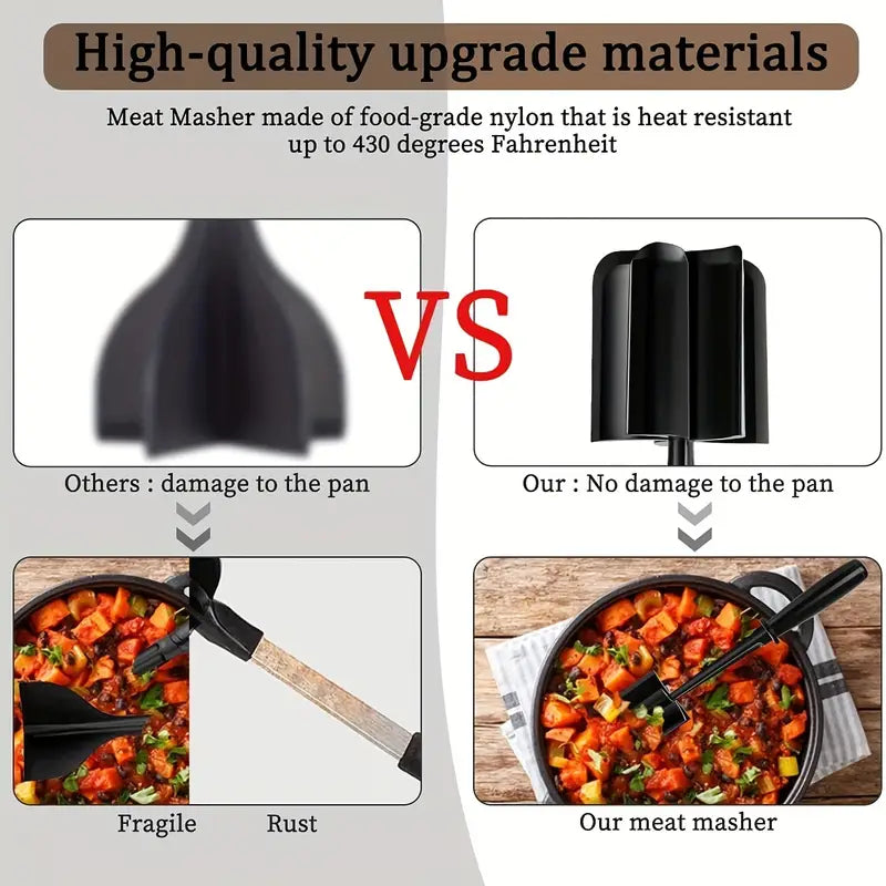 Kitchen Meat Chopper Ground Beef Masher Utensil Heat Resistant Non-Stick Discount Big Discount