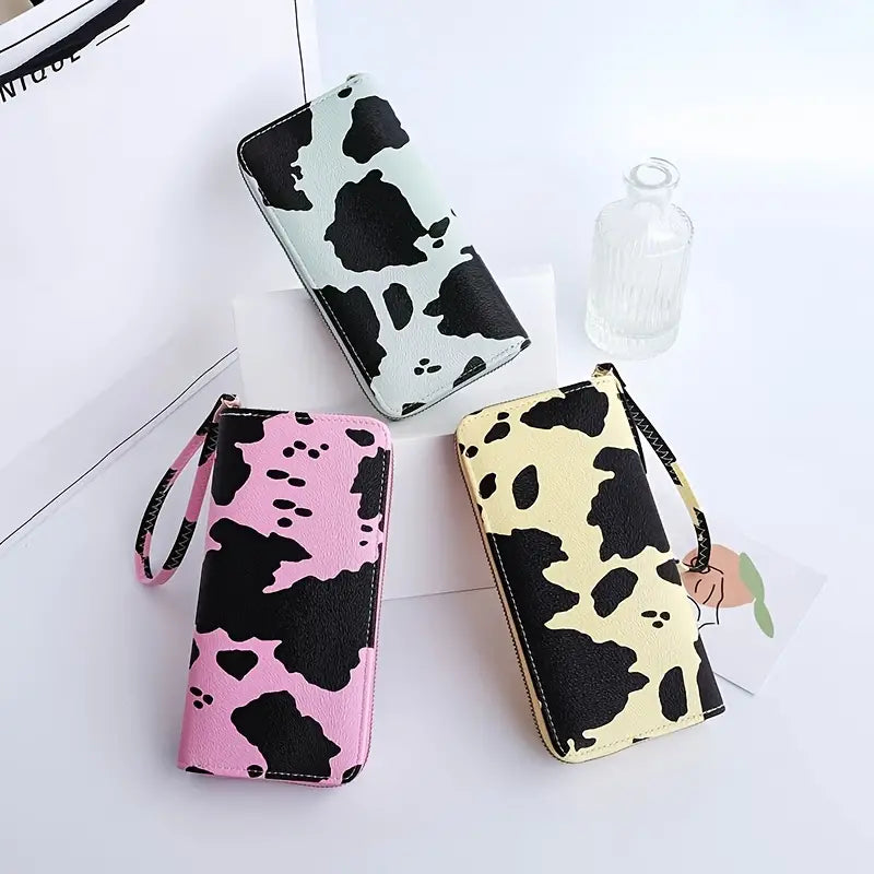 Women's Cute Versatile Faux Leather Cow Print Long Wallet Largest Supplier For Sale