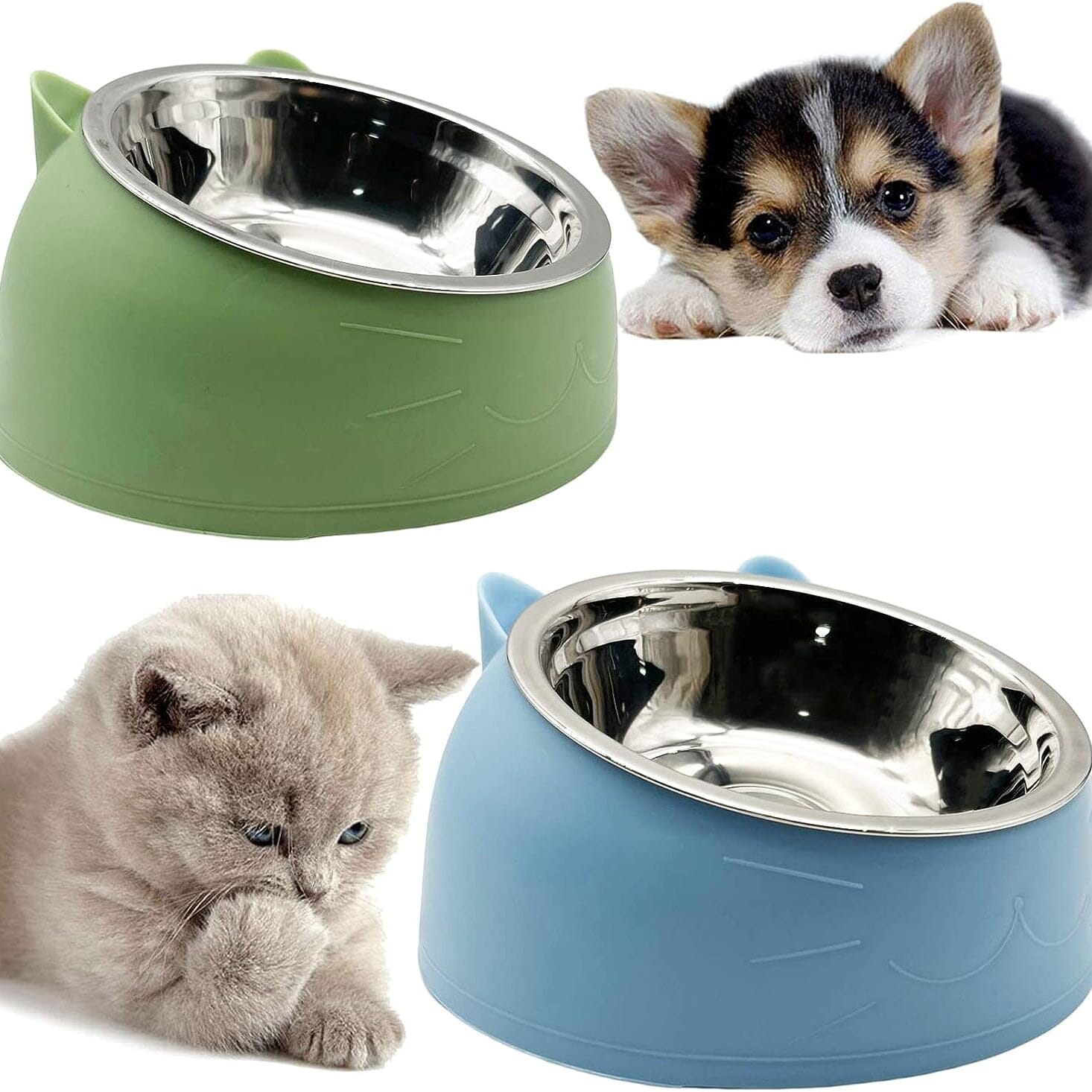 Premium Stainless Steel Cat & Dog Bowls - Non Slip Base for Food & Water Tumblr Cheap Pice