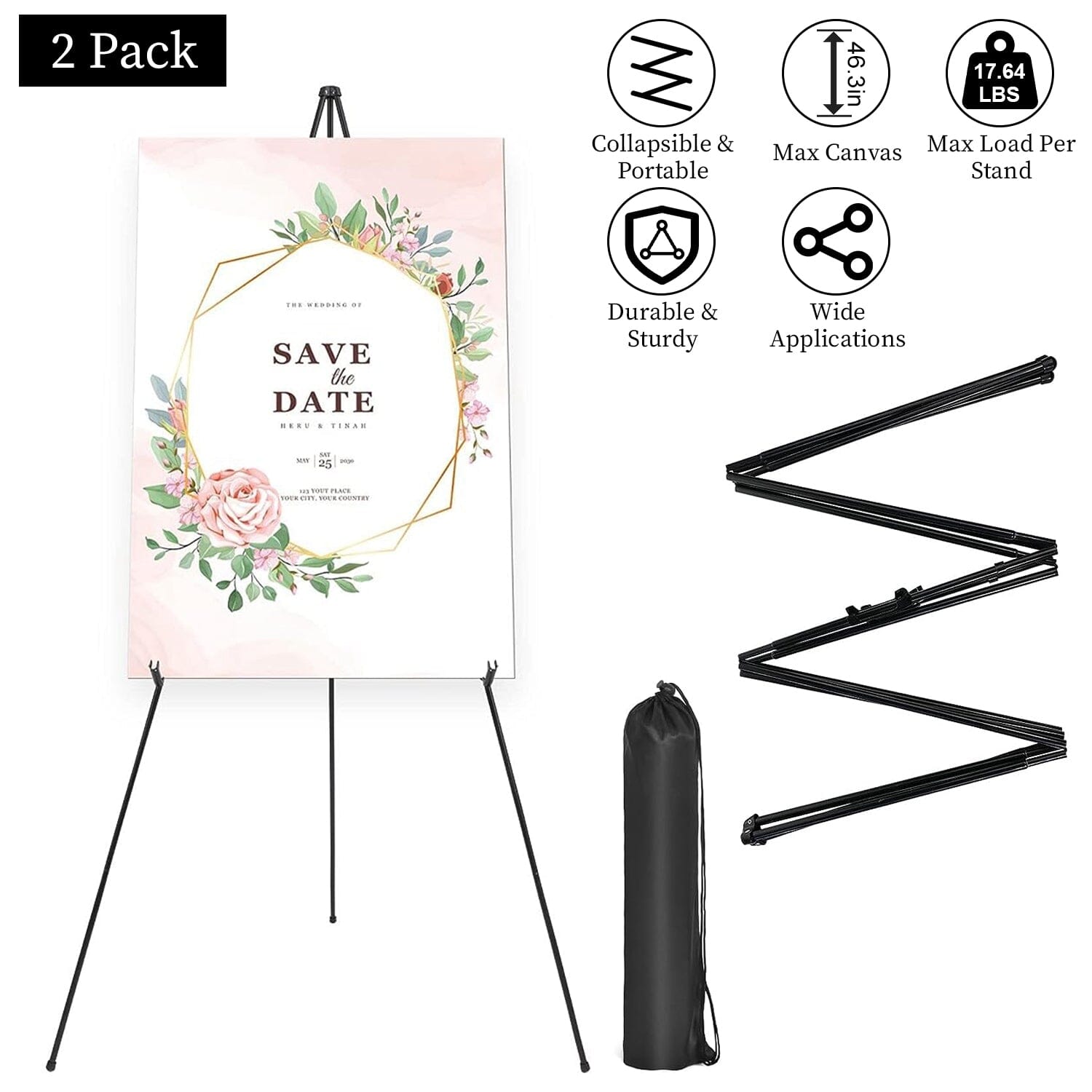 2-Pack: 61 Collapsible A Frame Tripod Easel Iron Alloy Drawing Stand Pick A Best For Sale