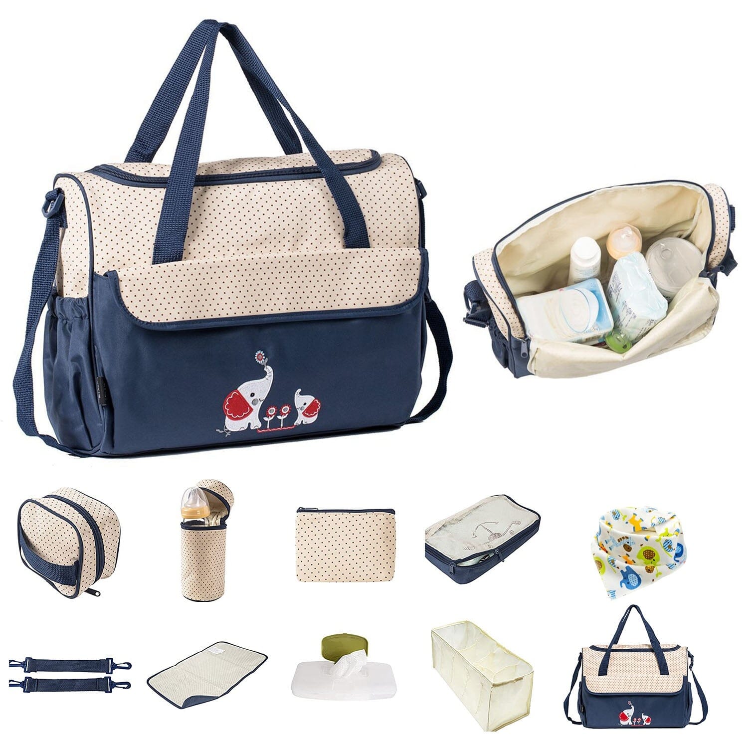 11-Piece Set: Multifunctional Diaper Handbags with Food Bag Low Cost