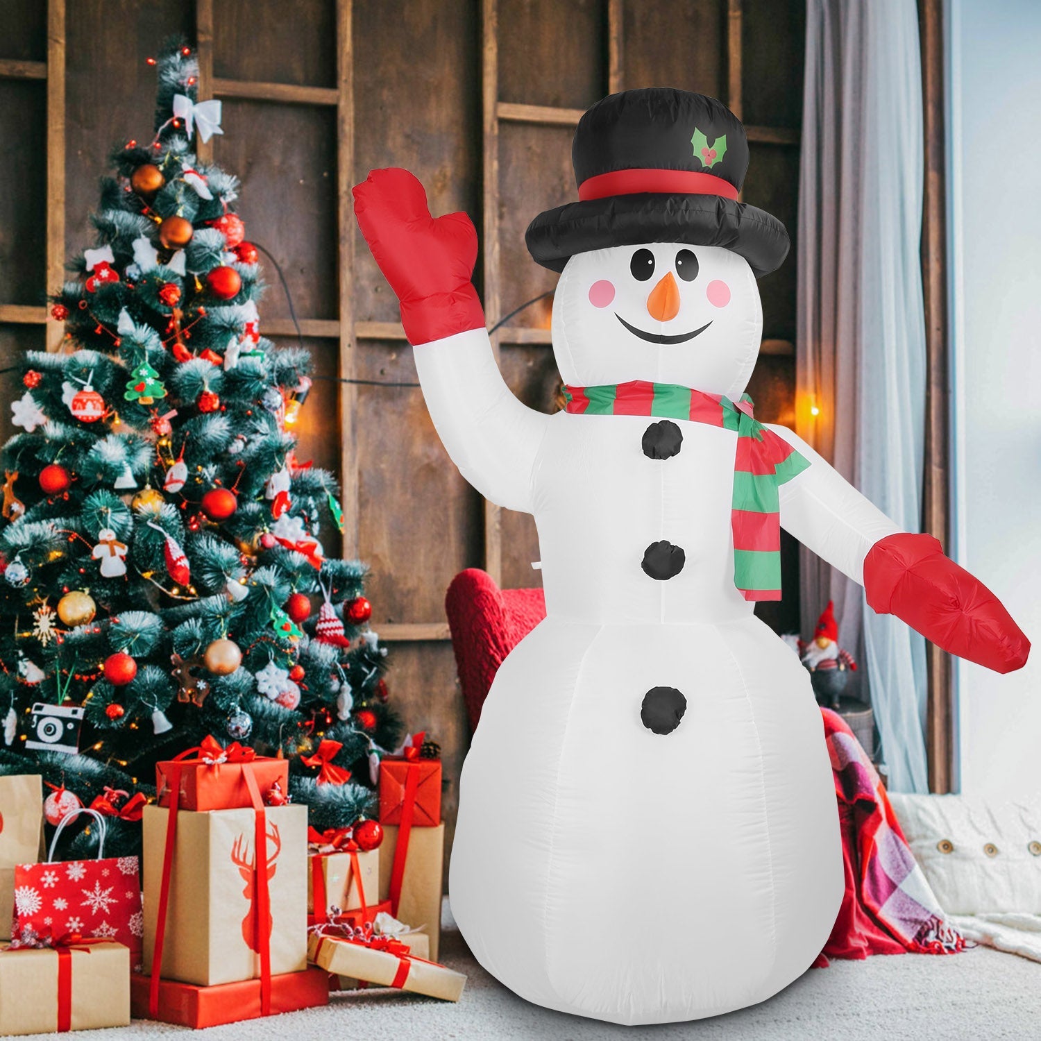 7.9ft Christmas Inflatable Giant Snowman Blow Up with LED Lights Hat Scarf Clearance Get Authentic