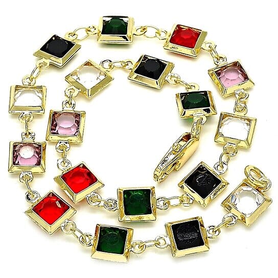 18k Gold Filled High Polish Finish Dark Block Crystal Anklet Free Shipping