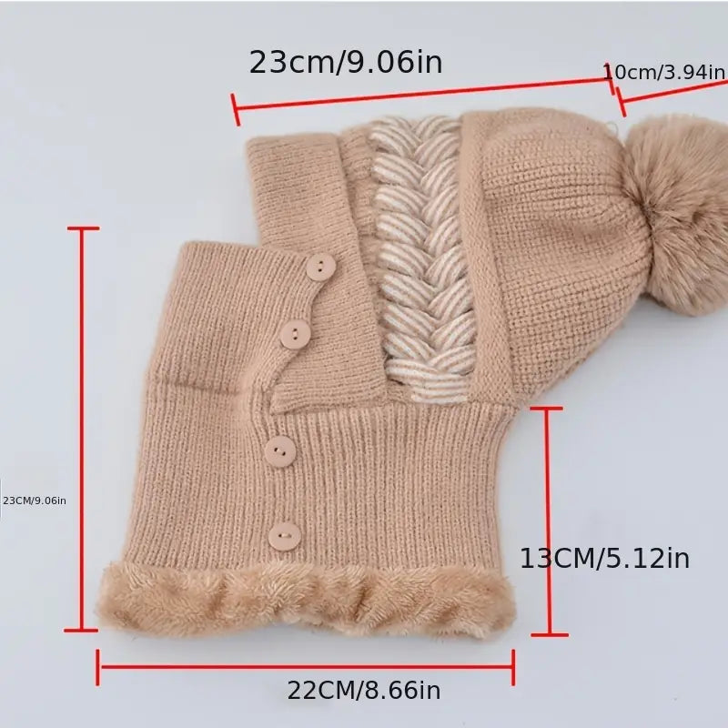 Warm Knitted Beanie Hat and Neck Warmer Set Clearance Genuine