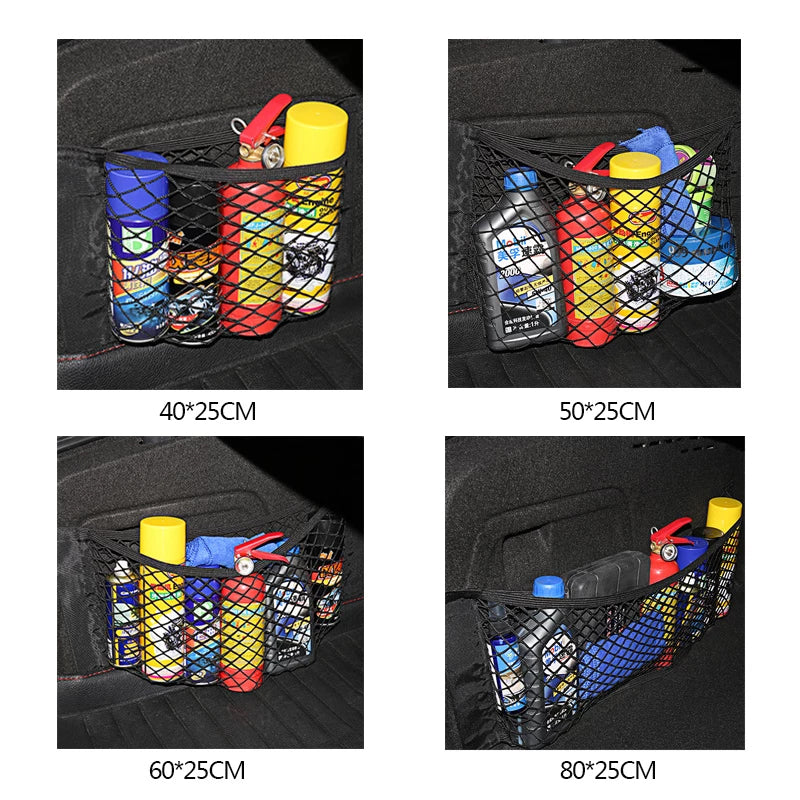 Car Back Rear Mesh Trunk Seat Elastic String Net Magic Sticker Universal Storage Bag Clearance Sast