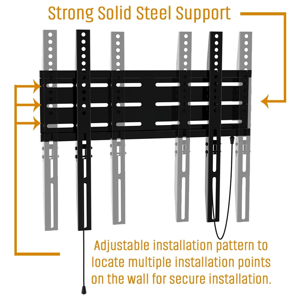 Fixed TV Wall Mount Bracket Low Profile Ultra Slim for 26 - 55 TV's VESA 400 x 400 with 6FT HDMI Cable (KORAMZI KWM1644F-PRO) - Black Outlet Buy