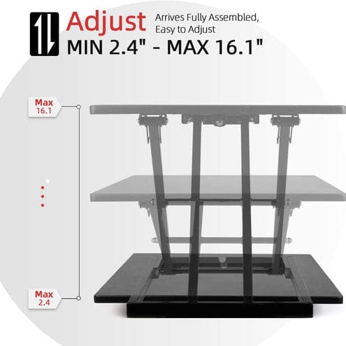 32 Height Adjustable Stand Up Desk Converter Gas Spring Desk Riser Converter Sit to Stand Clearance Geniue Stockist