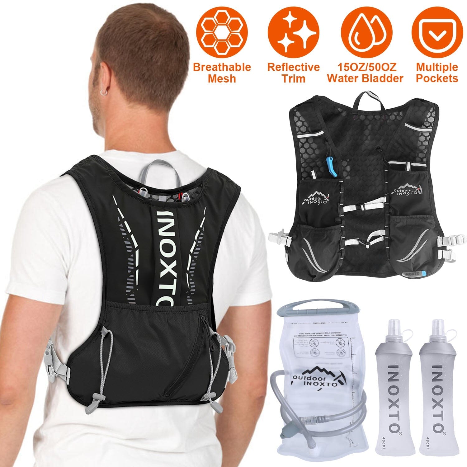 Sport Hydration Vest Running Backpack with 15oz, 50oz Water Bladder Countdown Package Online