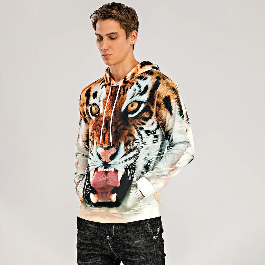 Men's Animal Patterned 3D Tiger Hoodie Really Cheap Shoes Online