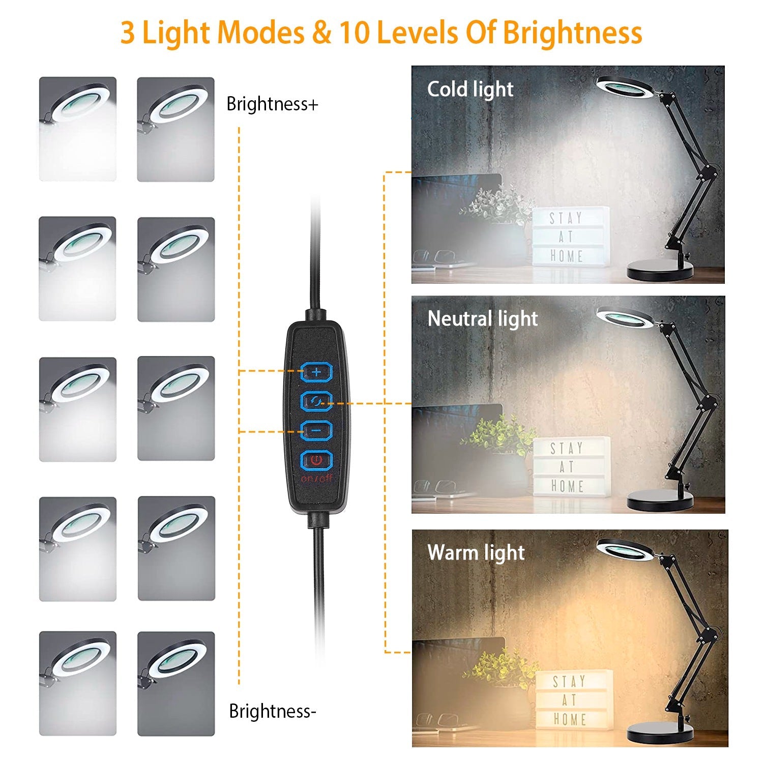 2-in-1 LED Magnifier Desk Lamp with 8x Magnifying Glass From China