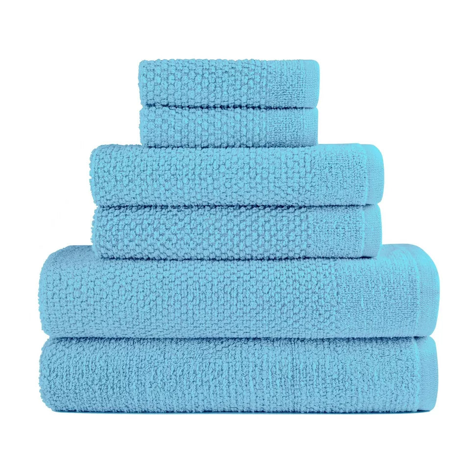 6-Piece: Dan River Popcorn Cotton Bath Towel Set Low Pice For Sale