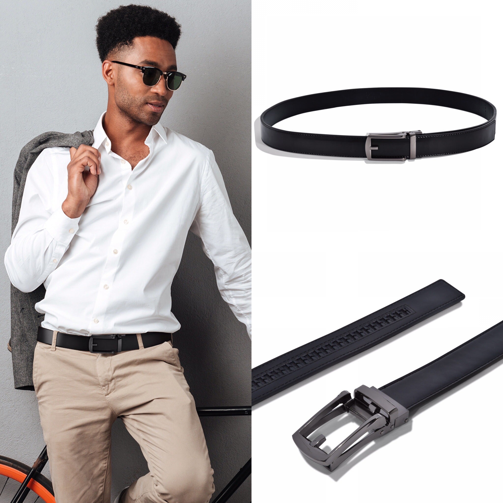 2-Pack: Carlo Fellini Men's Ratchet Belt Genuine Leather Belt Sale Cheapest Pice