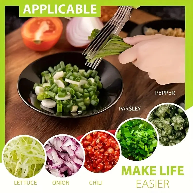 5-Blade Stainless Steel Herb Scissors Set - Versatile Kitchen Shears New Arrival Cheap Online