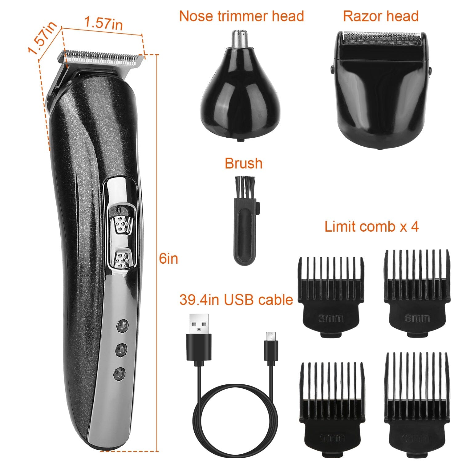 3-in-1 Rechargeable Hair Clipper Cordless Hair Trimmer Shaver Clearance Best Seller