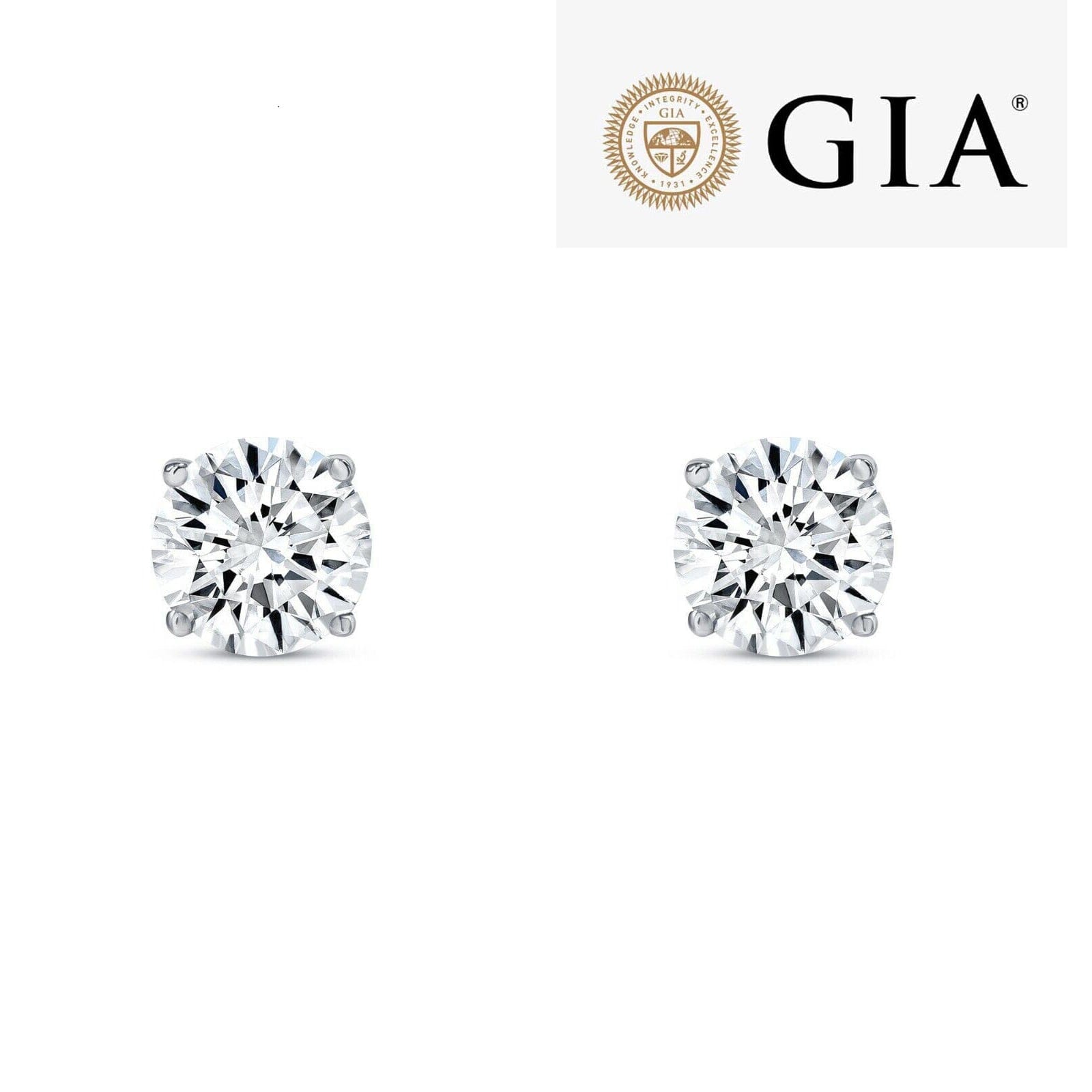 14K Solid White Gold 2.00ct Lab-Grown Round IGI Certified Diamond Stud Earrings Cheap Brand New Unisex