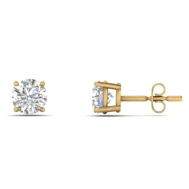 1/2 Ct TW Real Natural Round-Cut Diamond Solitaire 14K Gold Stud Earrings Cheap With Credit Card