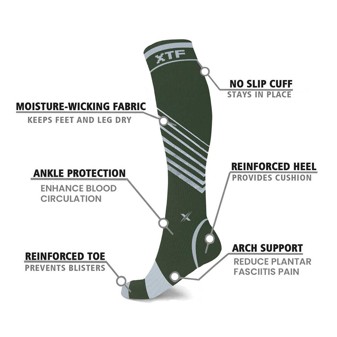 6-Pairs: Pain Relief Support Everyday Wear Striped Ankle And Knee-High Compression Socks Marketable For Sale