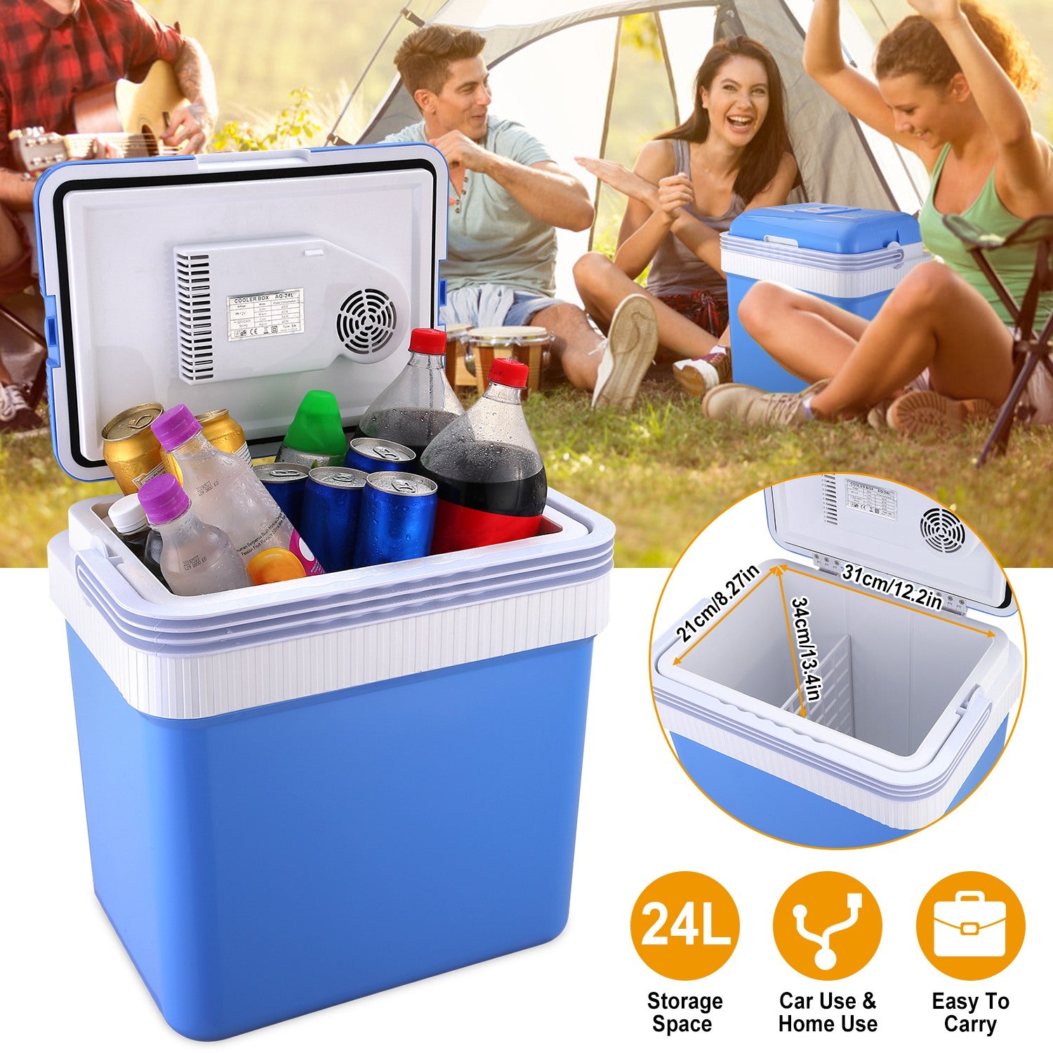 24L 12V Car Portable Refrigerator Travel Cooler Top Quality Sale Online