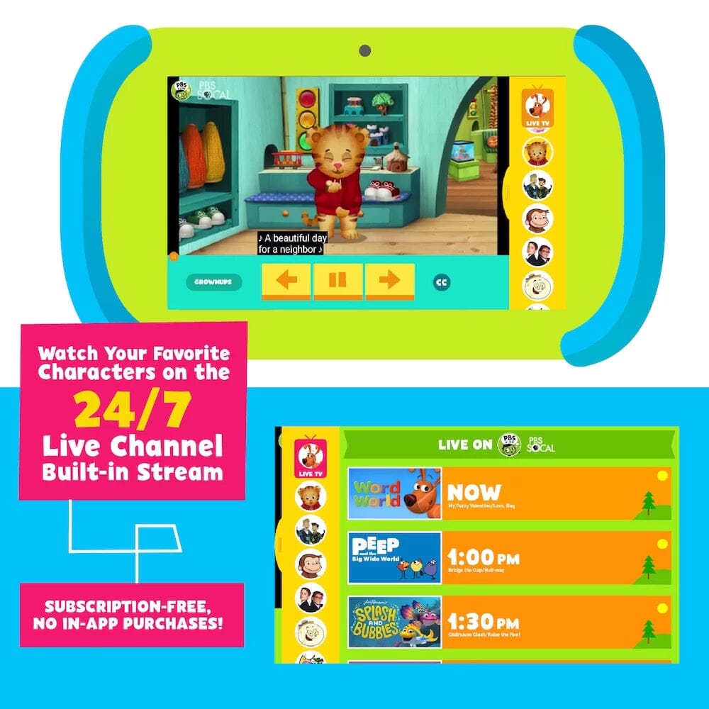 PBS Kids Playtime Pad+ 7 PBSKD7001 HD Touchscreen Kid-Safe Tablet + Live TV with Android The Best Store To Get