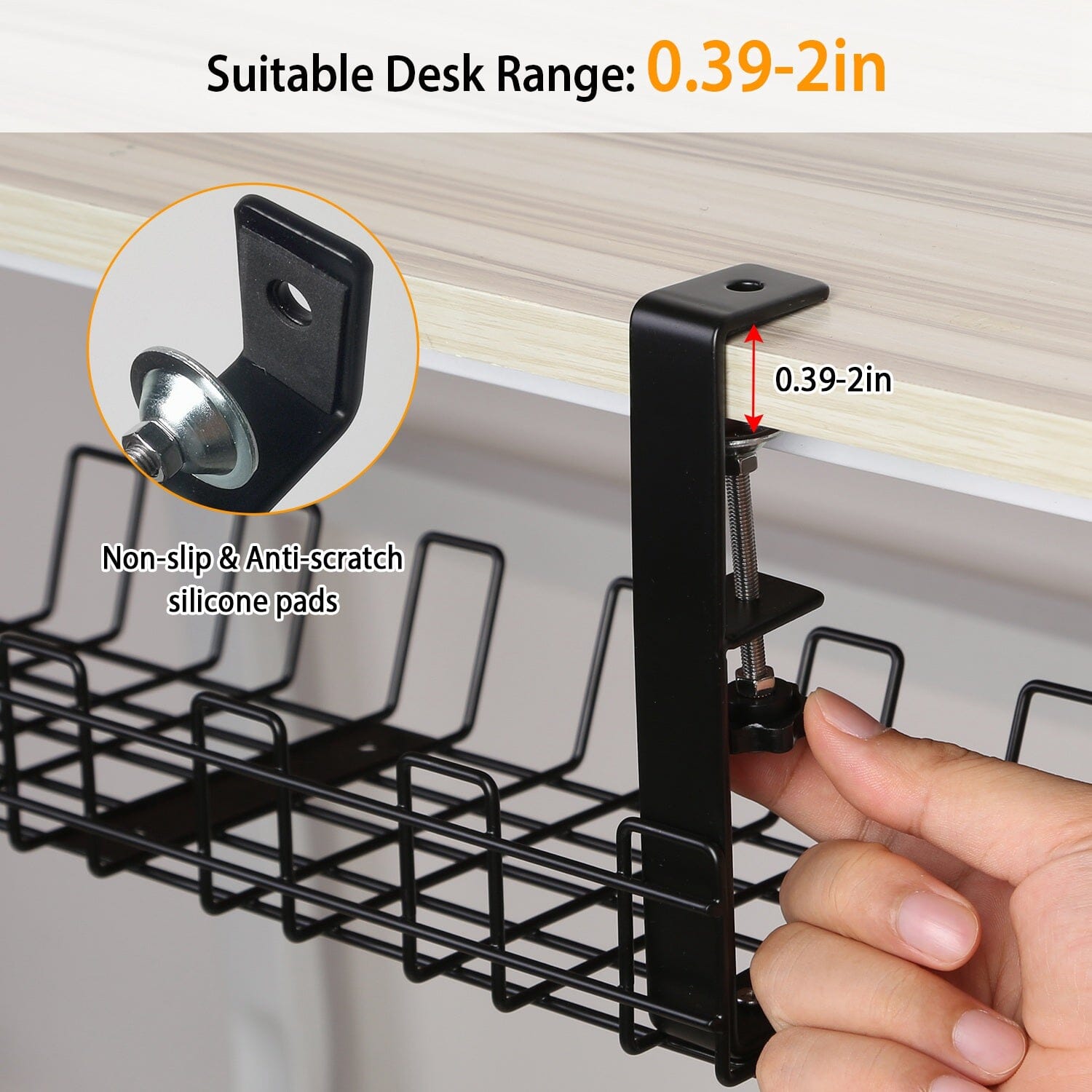 Under Desk Cable Management Tray 15.2in No Drill Desk Cable Cord Organizer Professional Cheap Pice