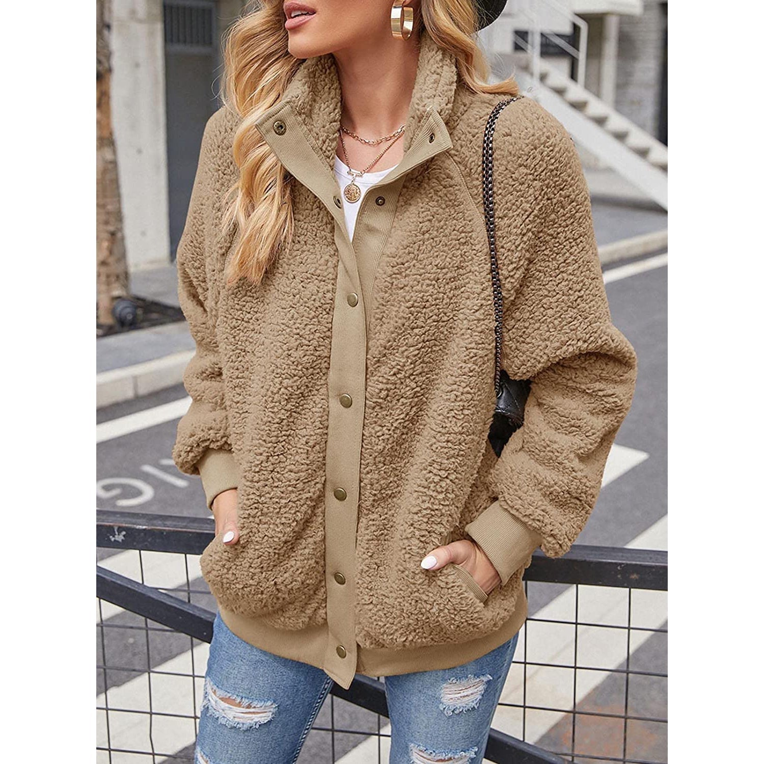 Womens Winter Sherpa Fleece Button Jacket Coat Cheap Sale Get Authentic