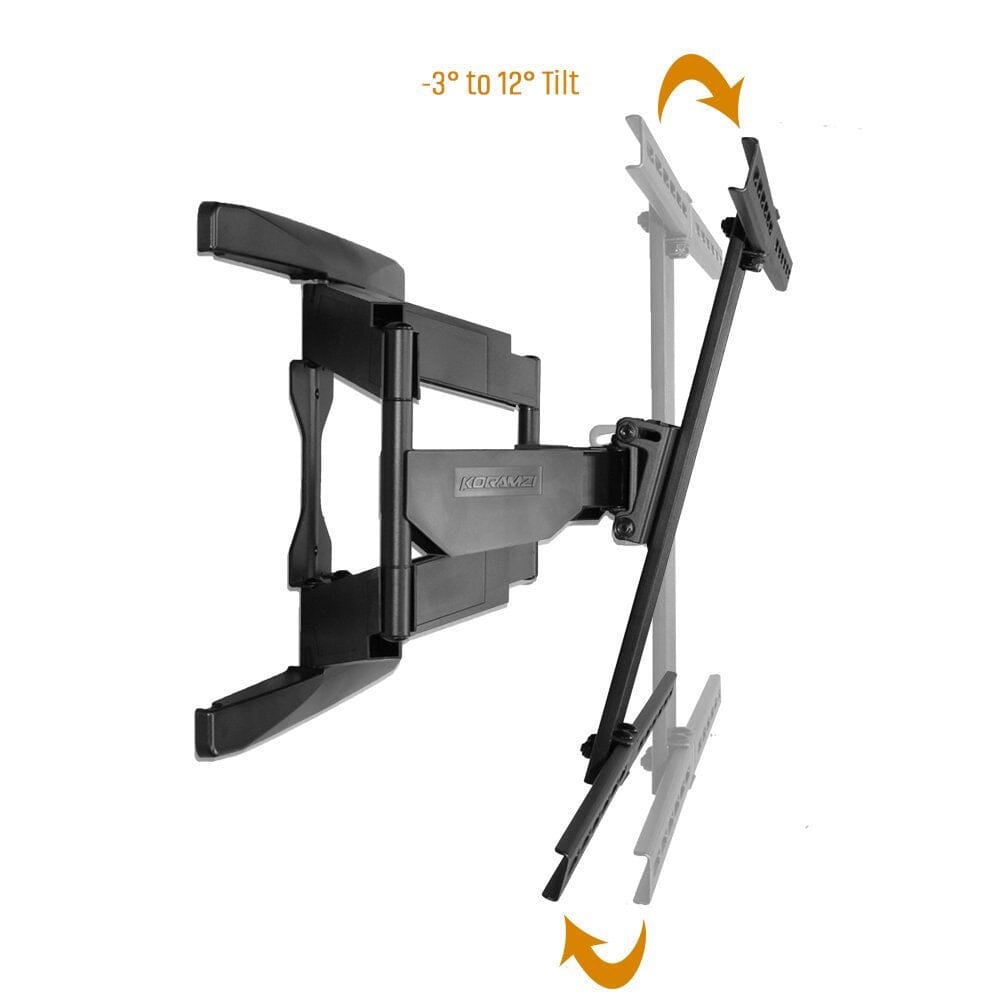 Full motion Articulating TV Wall Mount/ TV Bracket for Curved & Flat Panel TV, Fits 32 to 80 TVs 600X400 VESA Inc 10ft HDMI Cable and Bubble Level- Koramzi KWM3664AT-PRO Cheap Sale Countdown Package