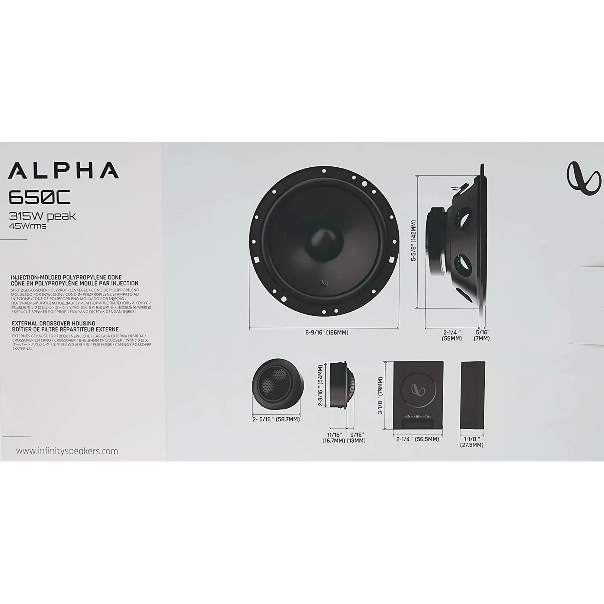 INFINITY ALPHA 650C 6-1/2 315W (160mm) Two Way Component Speaker System (Black) Cheap Sale With Mastercard