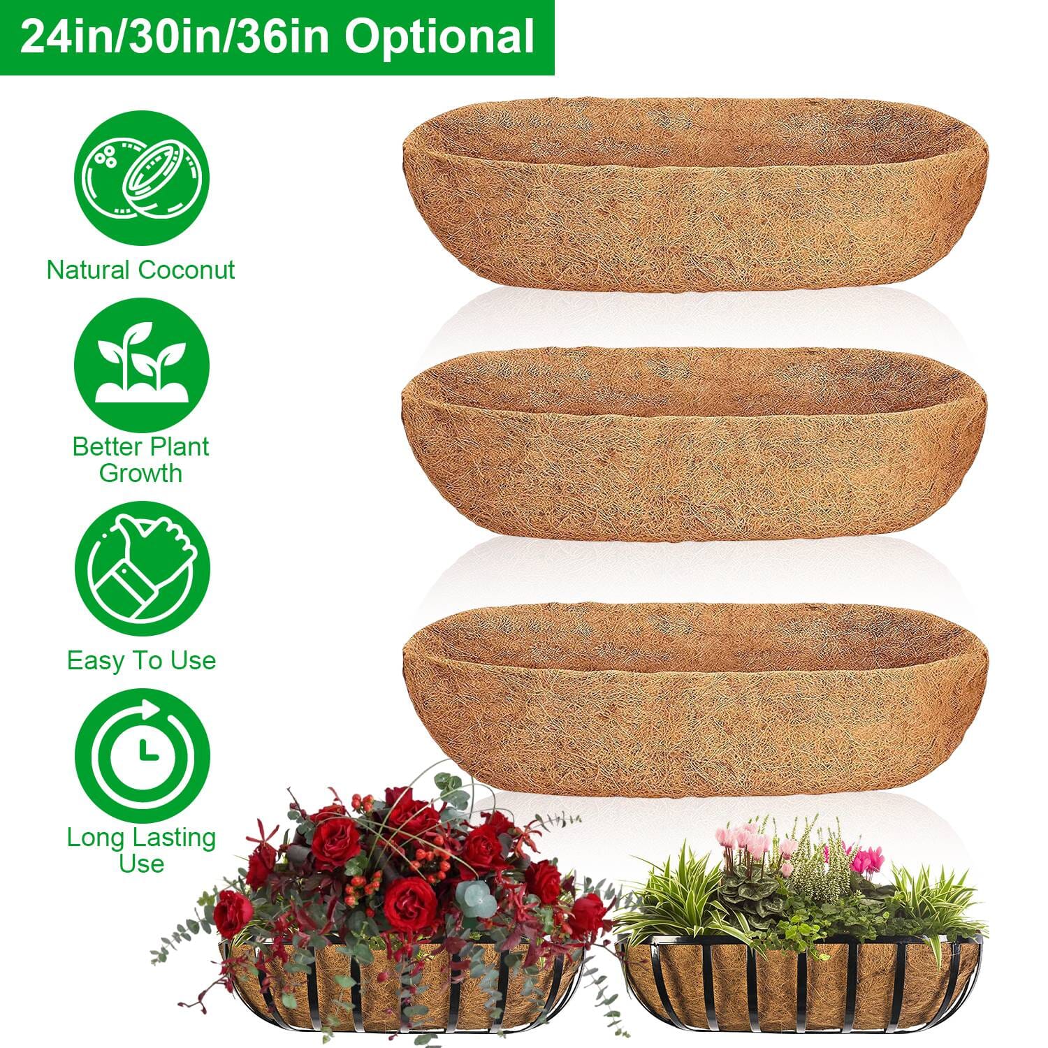 3-Pieces: Trough Coco Basket Half Moon Planter Replacement Free Shipping Clearance