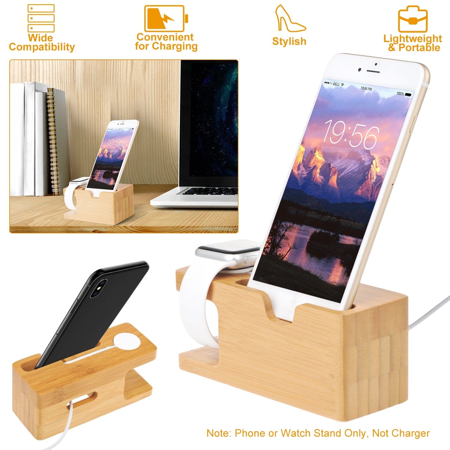 Bamboo Wood Charging Stand for Apple Watch Latest