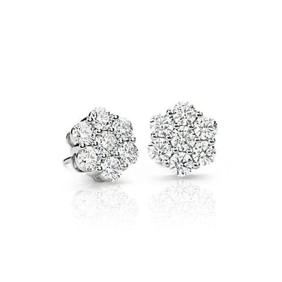 1/2CT T.W. CZ Sterling Silver Flower Cluster Stud Earrings Cheap The Cheapest