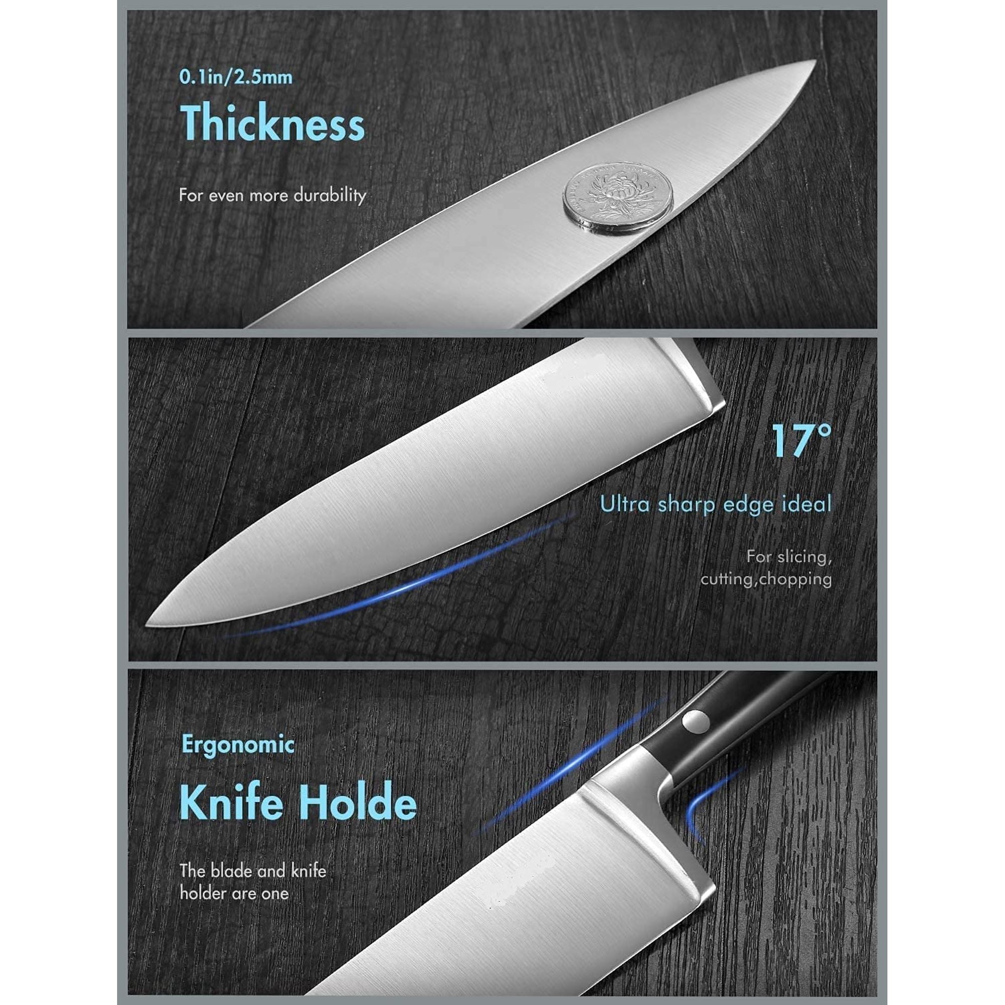 6-Piece: Aicok German Stainless Steel Kitchen Knife Set Brand New Unisex