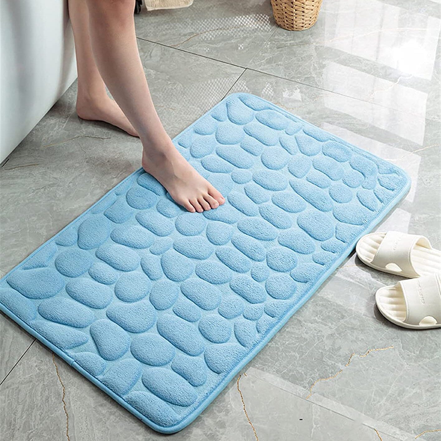 Soft Memory Foam Non Slip Cobblestone Embossing Bath Mat Clearance Best